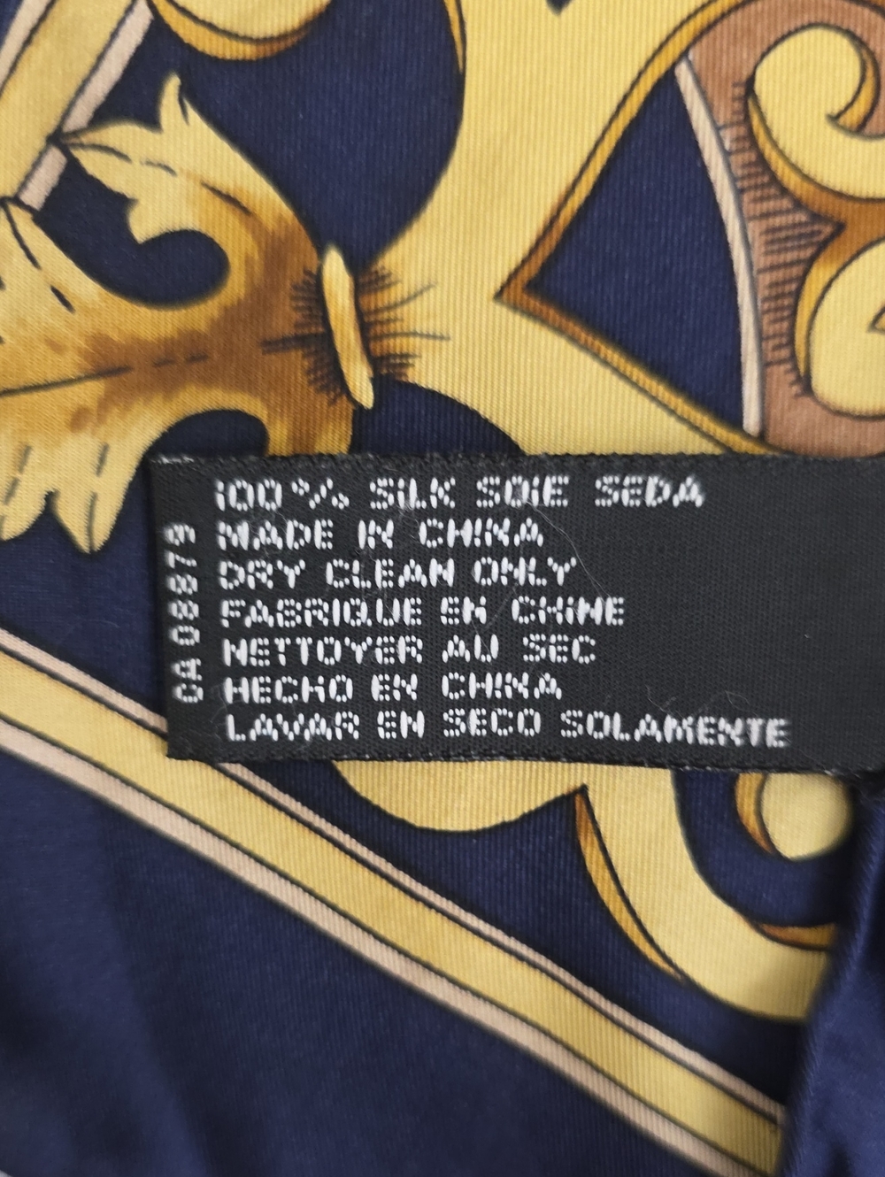 Basha Baroque Print Oblong Scarf Navy Green Gold Silk - Picture 5 of 5